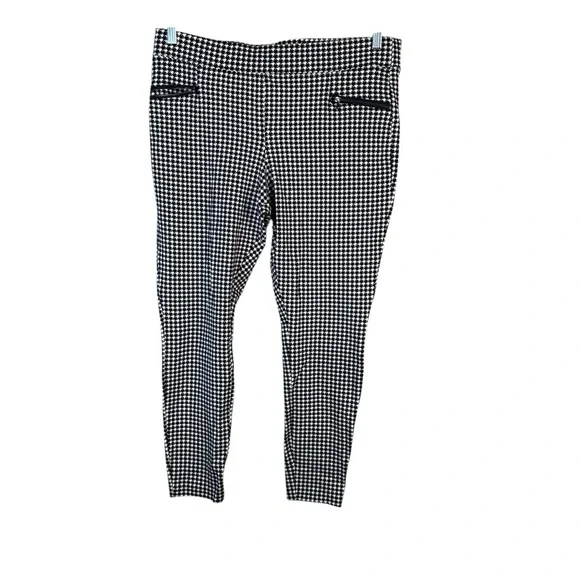 Old Navy Womens Size XL Houndstooth Black White Stevie Cropped Pull On Pants - Picture 1 of 8